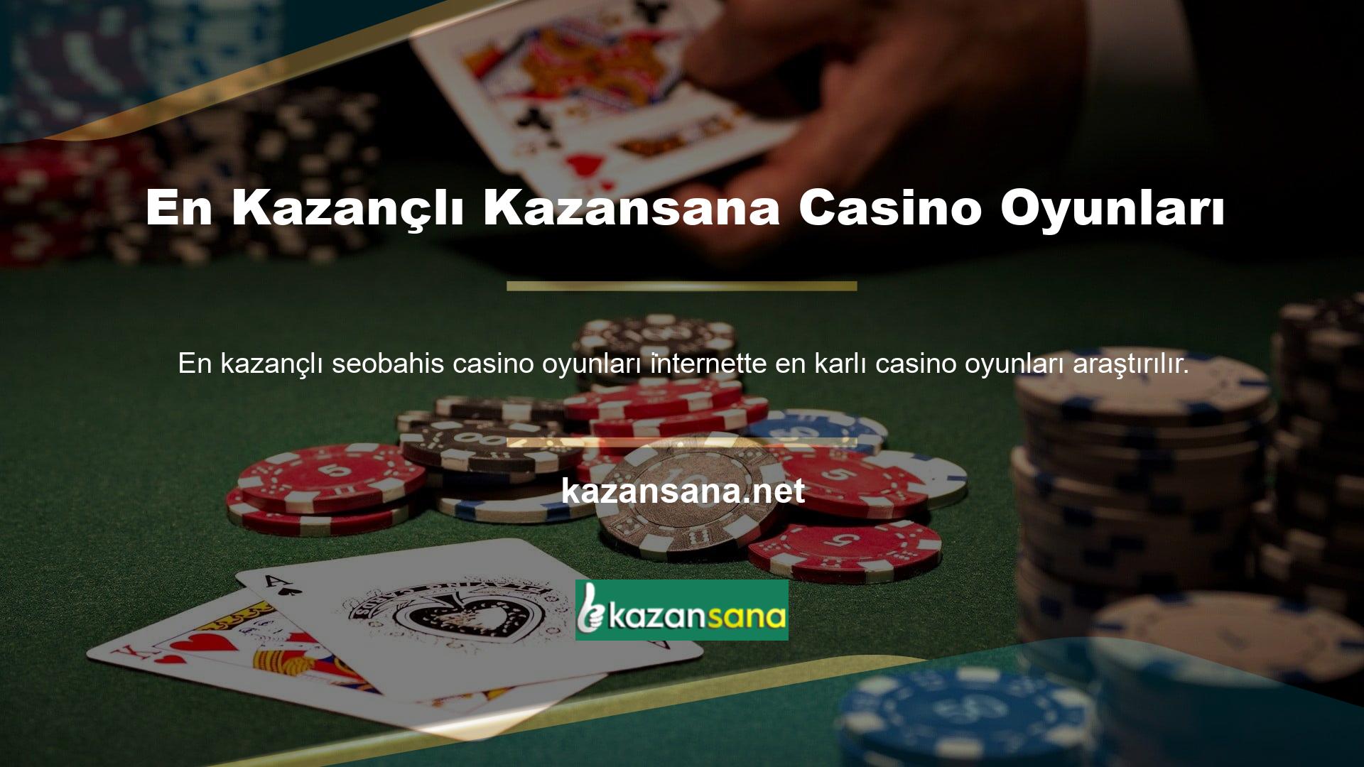 Ayrıca internette casino oyunları sunan birçok site bulunmaktadır